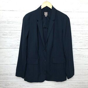 J. Jill Women's Navy Blue Blazer Partially Lined 2 Buttons Lightweight size 4